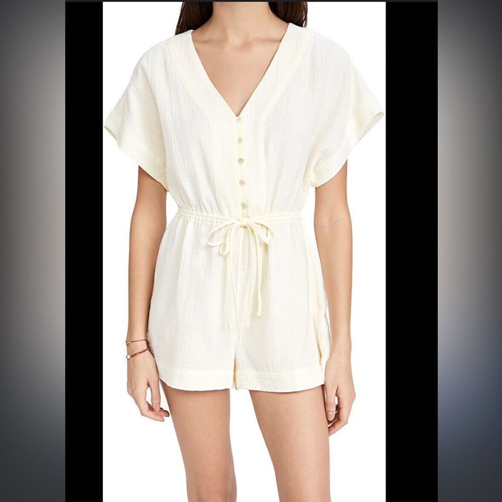 NEW WITH TAGS WOMEN’S MADEWELL XXL V-NECK BUTTON-UP CASSIDY CREAM ROMPER